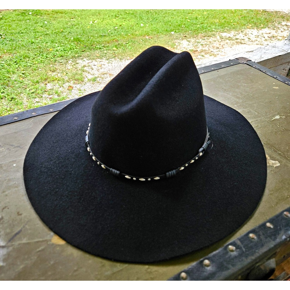 Vintage Resistol Telluride Felt Cowboy Hat Black 7 1/2 R 4" Brim USA Western XX